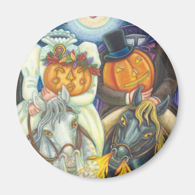 SLEEPY HOLLOW BRÖLLLOP HALLOWEEN MAGNET Rund (Framsidan)