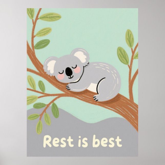 Sleepy Koala Calm Nursery Art Poster (Framsidan)