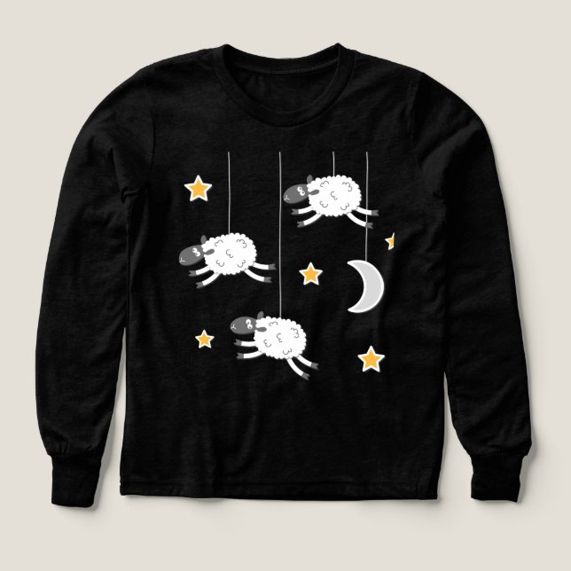 Sleepy Night Sheep Sweatshirt T Shirt (Design framsida)