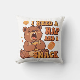 Sleepy Retro Bear Comfort Square Pillow Kudde