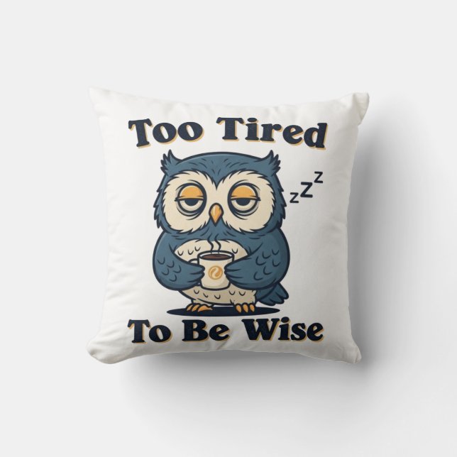 Sleepy Retro Owl Square Throw Pillow Kudde (Framsida)