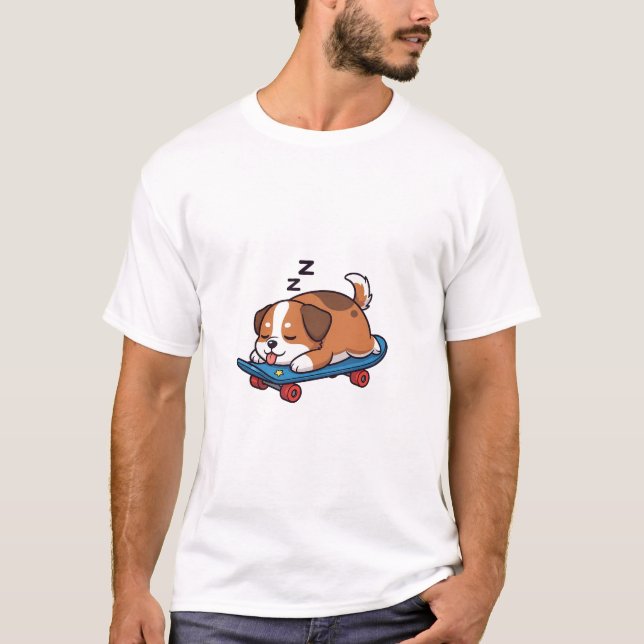 Sleepy Skate Pup T Shirt (Framsida)