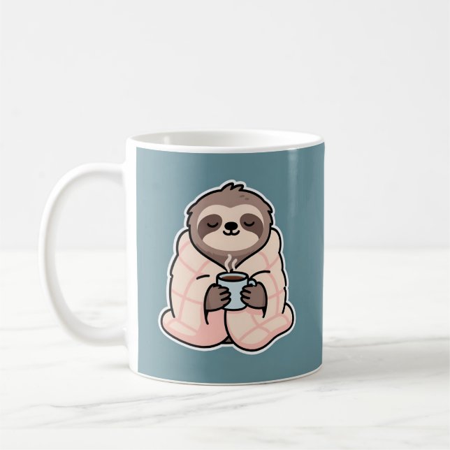 Sleepy Sloth Funny Morning Drinks Kaffemugg (Vänster)