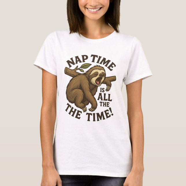 Sleepy Sloth Funny T Shirt (Framsida)