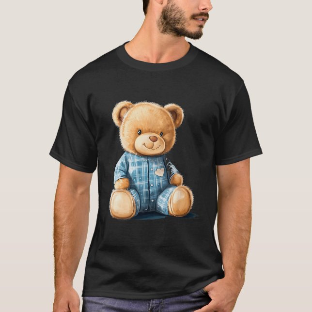Sleepy Teddy Bear In Cute Pajama Outfit  T Shirt (Framsida)