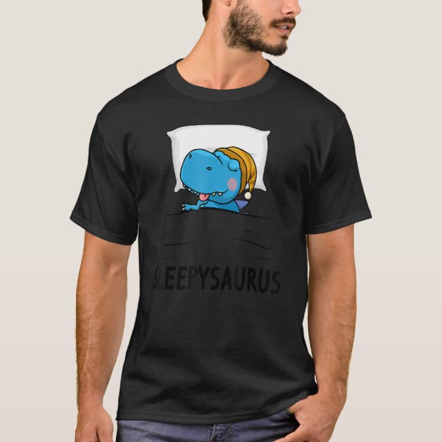 Sleepysaurus nigh Dinosaur Dino Rex nattlig Slee T Shirt (Framsida)
