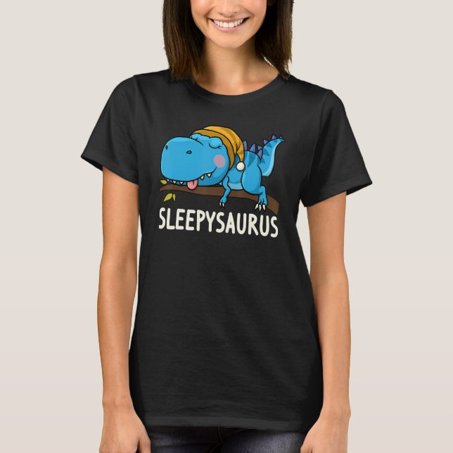 Sleepysaurus nigh Dinosaur Dino Rex nightgown Slee T Shirt (Framsida)