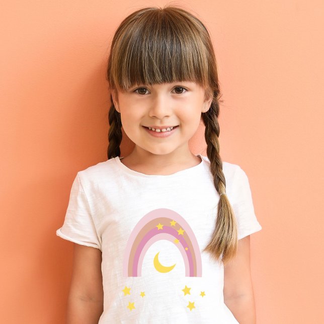 "Sleepytime Rainbow", Girls Cute Boho Rosa anpassn T Shirt (Skapare uppladdad)