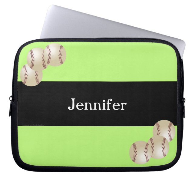 Sleeve, Kiwi & svart för baseballbärbar datordator Laptop Fodral (Framsidan)