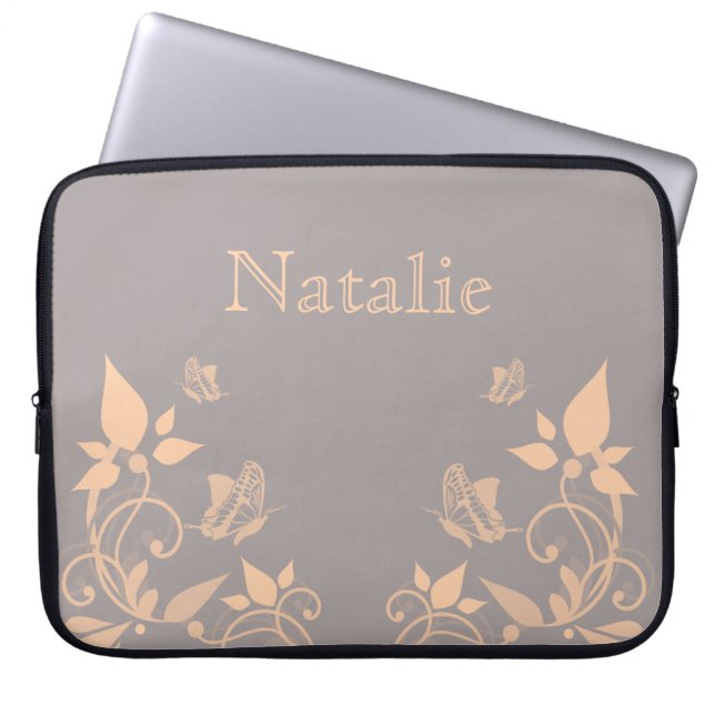 Sleeven Coral Butterfly Blommigt Electronics  Laptop Sleeve (Framsidan)