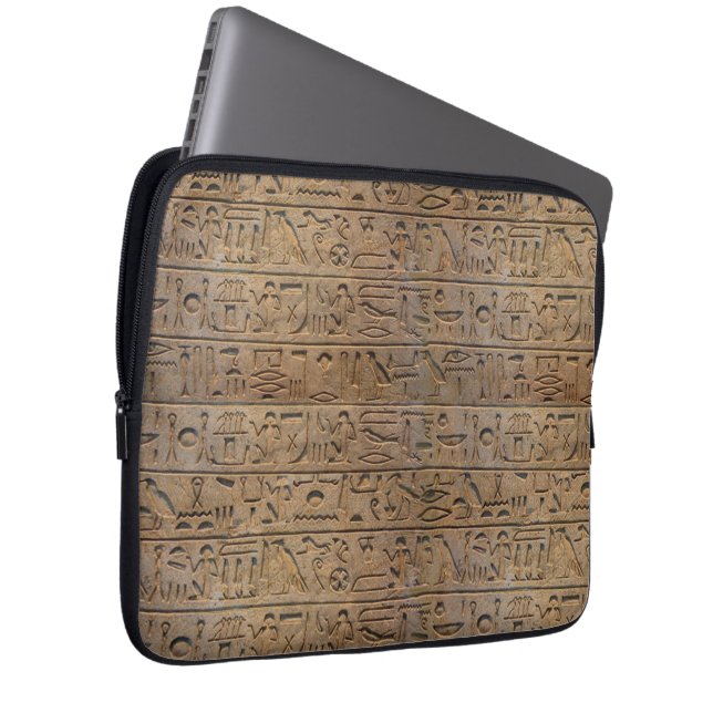 Sleeven för den antika egyptiska Hieroglyphs Desig Laptop Sleeve (Framsidan Höger)