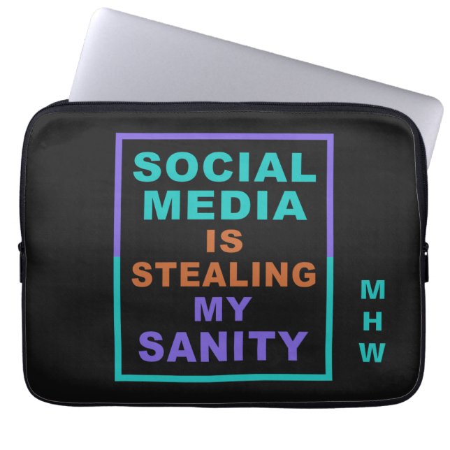 Sleever i anpassningsbarna "Social Media" med ett  Laptop Sleeve (Framsidan)
