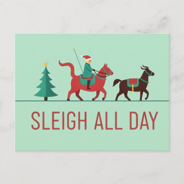 Sleigh All Day Christmas Vykort (Framsida)
