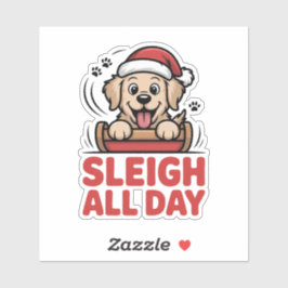 Sleigh All Day - Golden Retriever Holiday Klistermärken