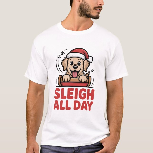 Sleigh All Day Joyful Retriever T Shirt (Framsida)