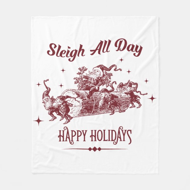 Sleigh All day Vintage Christmas Fleecefilt (Framsidan)