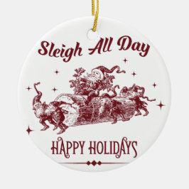 Sleigh All day Vintage Christmas Julgransprydnad Keramik