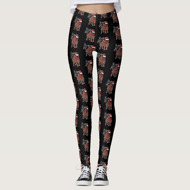 Sleigh all rolig jul för dagPitbull hund Leggings (Framsida)