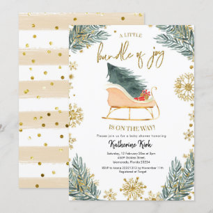 Sleigh Baby Shower Little Bundle of Joy Inbjudningar