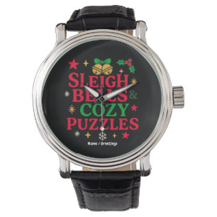 Sleigh Bells & Mysiga Pussel Festive Holiday Prese Armbandsur