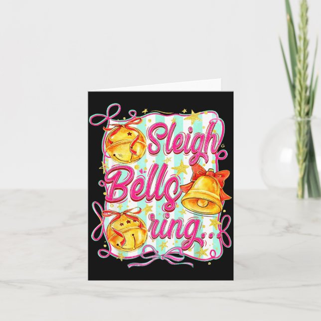 Sleigh Bells Ring Christmas Design For Girls  Kort (Framsida)
