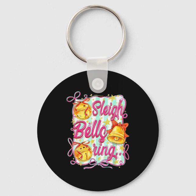 Sleigh Bells Ring Christmas Design For Girls  Nyckelring (Framsida)