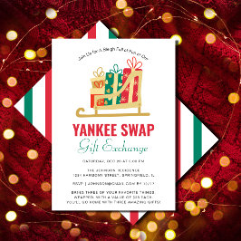 Sleigh Gift Box Yankee Swap Gift Exchange Party Inbjudningar