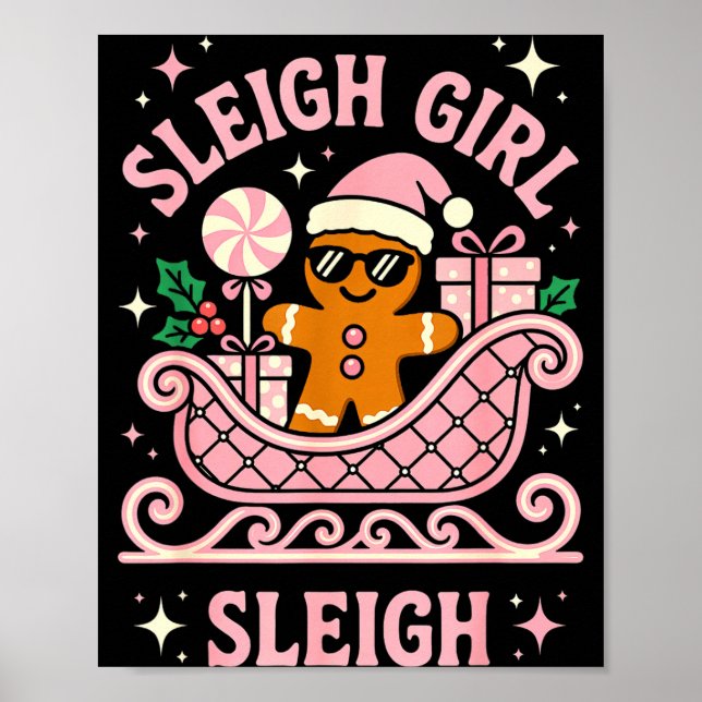 Sleigh Girl Cute Cookie Christmas  Poster (Framsidan)