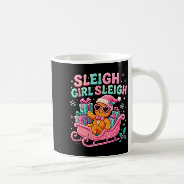 Sleigh Girl Cute Gingerbread Christmas Art  Kaffemugg (Höger)