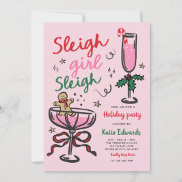 Sleigh Girl Sleigh Funny Christmas Cocktail Party Inbjudningar