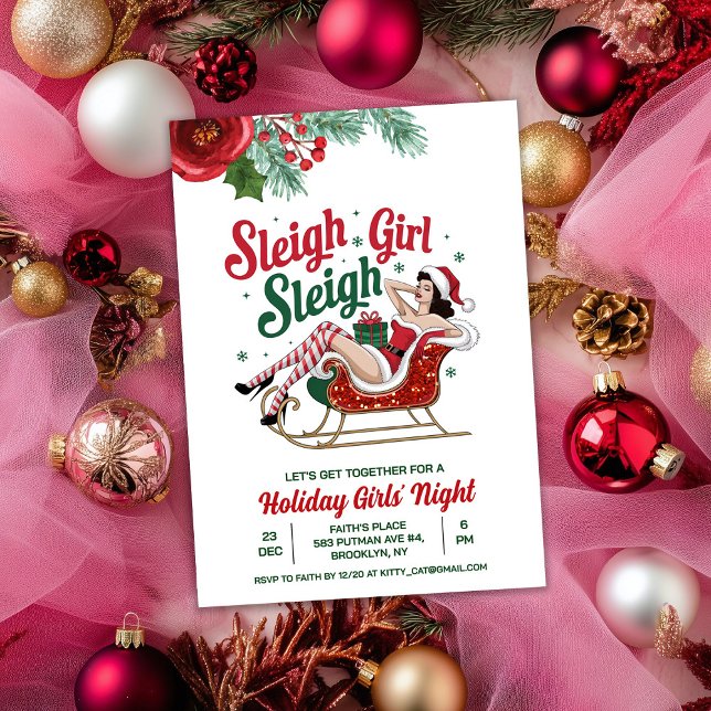 Sleigh Girl Sleigh Helgdag Julinbjudan Inbjudningar (Skapare uppladdad)