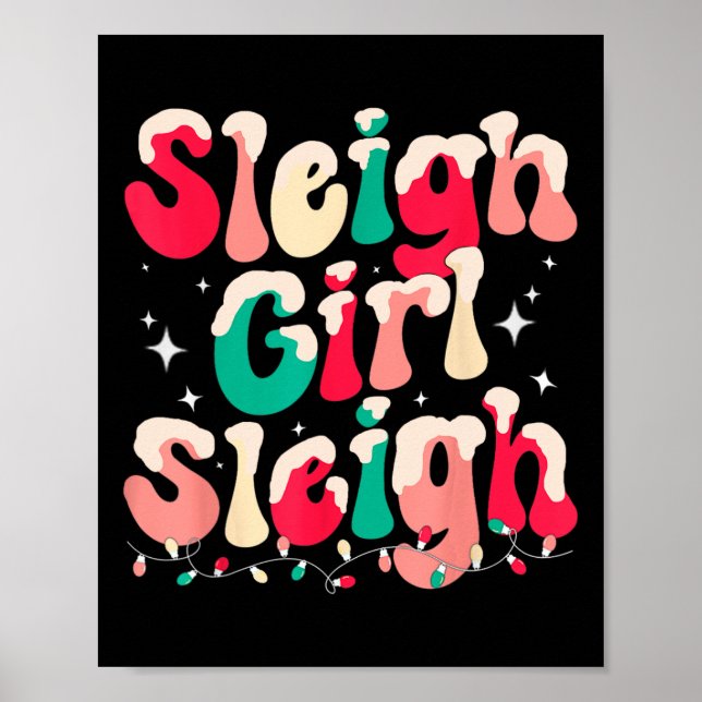 Sleigh Girl Sleigh jul Retro Julafton Helgdag Poster (Framsidan)