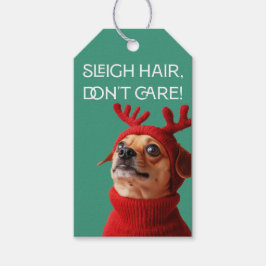 Sleigh Hair, bry dig inte! - Märkrn Festive Hund G Presentetikett