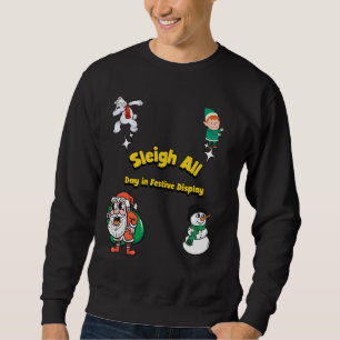 Sleigh hela dagen i julhelgen i Festive Visning Lång Ärmad Tröja