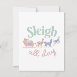 Sleigh hela dagen | Söta Pastellfärgade Llamor Julkort