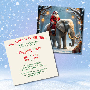 Sleigh i Shop Santa på Elephant jul Party Inbjudningar