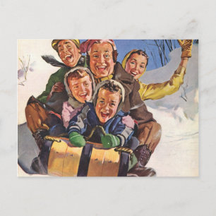 Sleigh jul Roligt Snö Helg Vykort