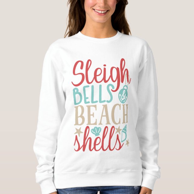 Sleigh Klockor & Beach Snäcka Sommjuljul T Shirt (Framsida)