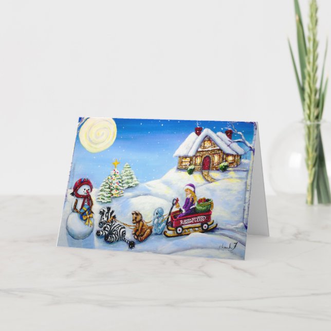 Sleigh Klockor Ring Helgdag julkort Helgkort (Framsida)