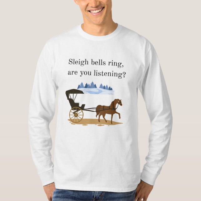 Sleigh Klockor Ring Horse Carriage T Shirt (Framsida)