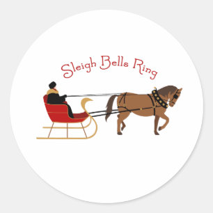 Sleigh Klockor Ring Runt Klistermärke