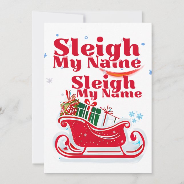 Sleigh Mitt Namn, höst design, humoristisk jul Julkort (Framsida)