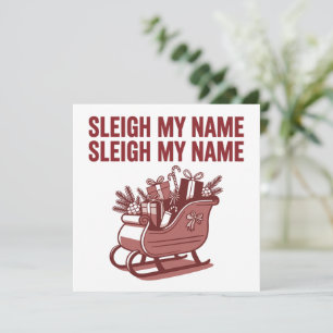 Sleigh Mitt Namn Rolig Jul Holiday Xmas Julkort