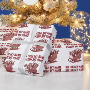 Sleigh Mitt Namn Rolig Jul Holiday Xmas Presentpapper