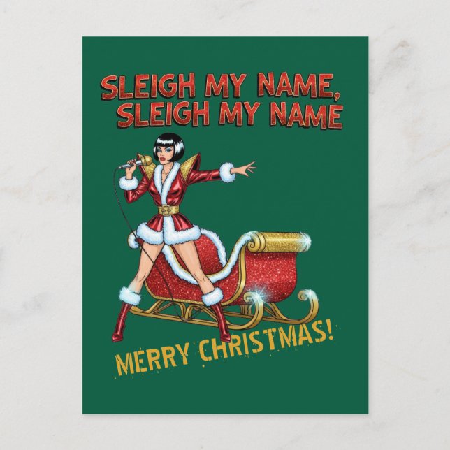 Sleigh My Name Jul Vykort (Framsida)