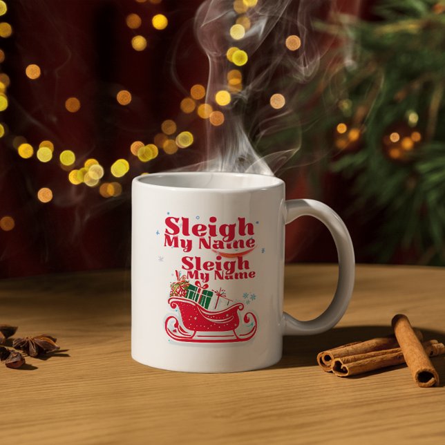 Sleigh My Namn, helgdag design, humoristisk jul Kaffemugg (Skapare uppladdad)