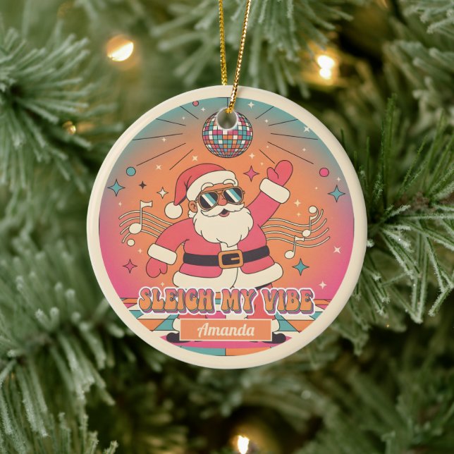 Sleigh My Vibe Rolig Julprydnadsgåva Julgransprydnad Keramik (Träd)