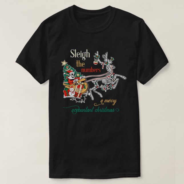 Sleigh Numbers Merry Accountant Retro Funny Kristu T Shirt (Design framsida)