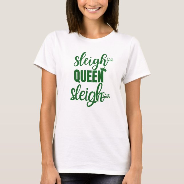 Sleigh Queen | Fruktig Jul White Red Grönt T Shirt (Framsida)