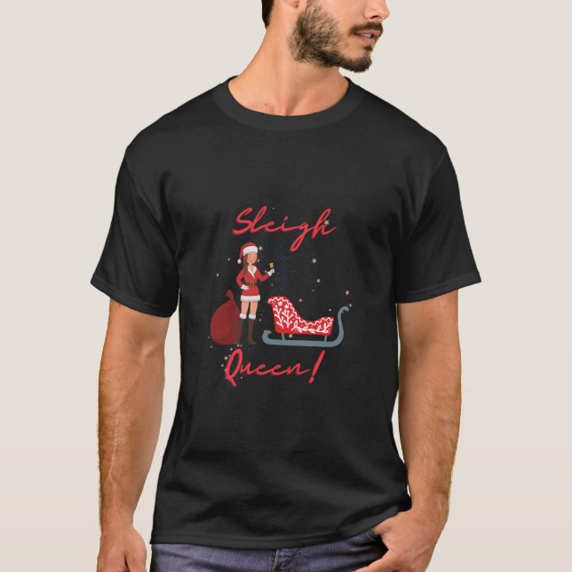 Sleigh Queen jul T Shirt (Framsida)